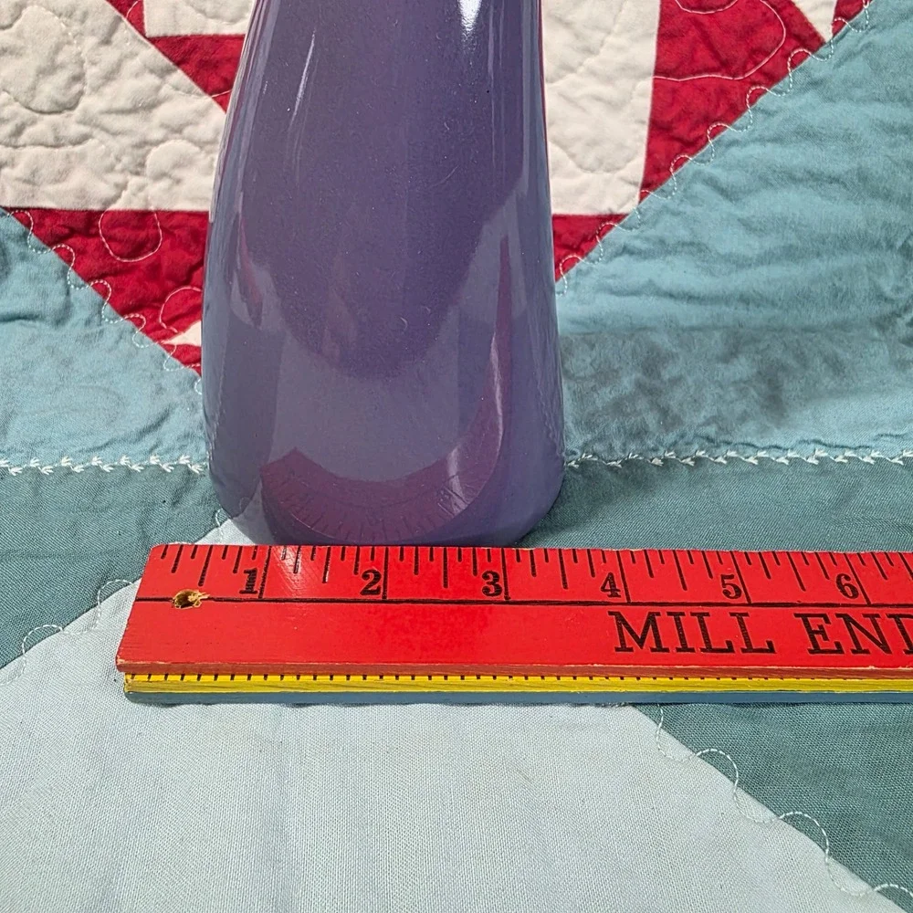 Tall Thin Bud Vase Solid Purple Asymmetrical Tapered Ceramic Minimalist Decor